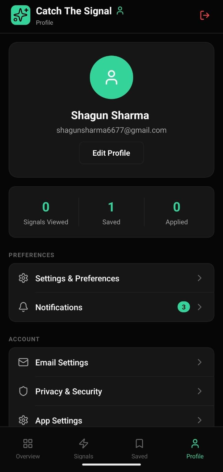 Catch The Signal Mobile App - Bookmarks