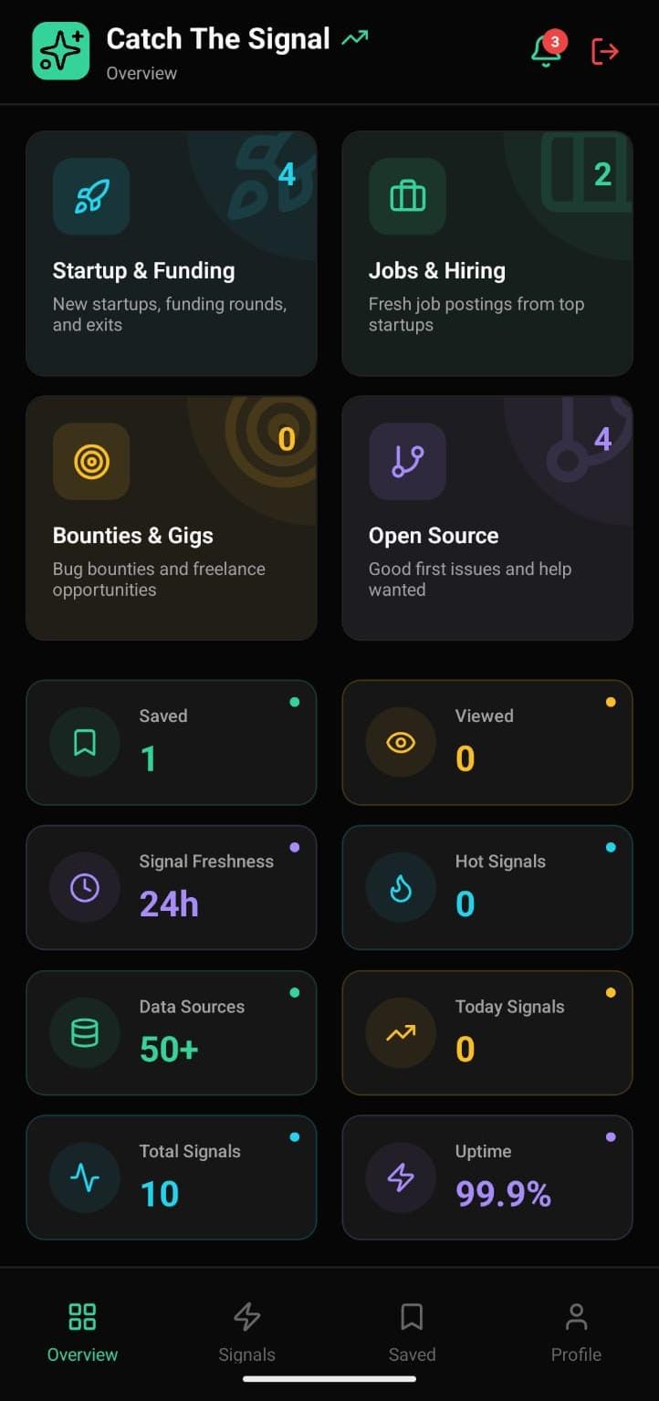 Catch The Signal Mobile App - Feed View
